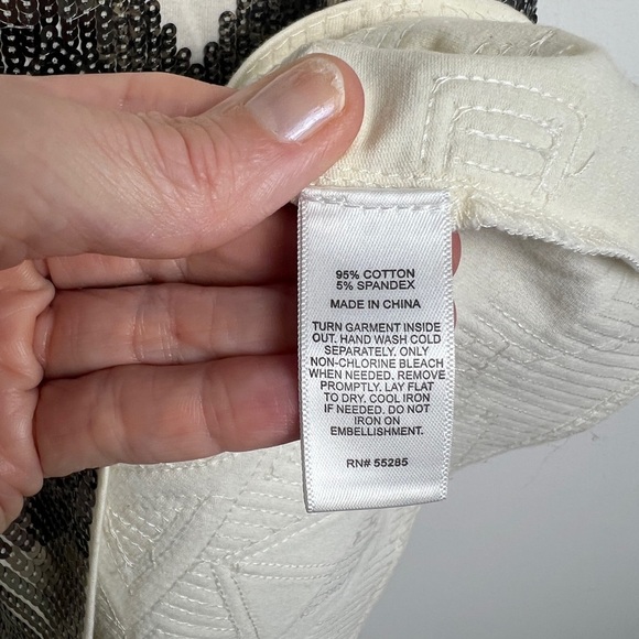 NEW Express Size M Cream Brown Sequin Aztec Print Sleeveless Shift Mini Dress - Picture 9 of 9